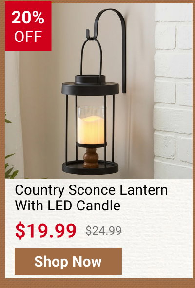 Country Sconce Lantern With LED Candle