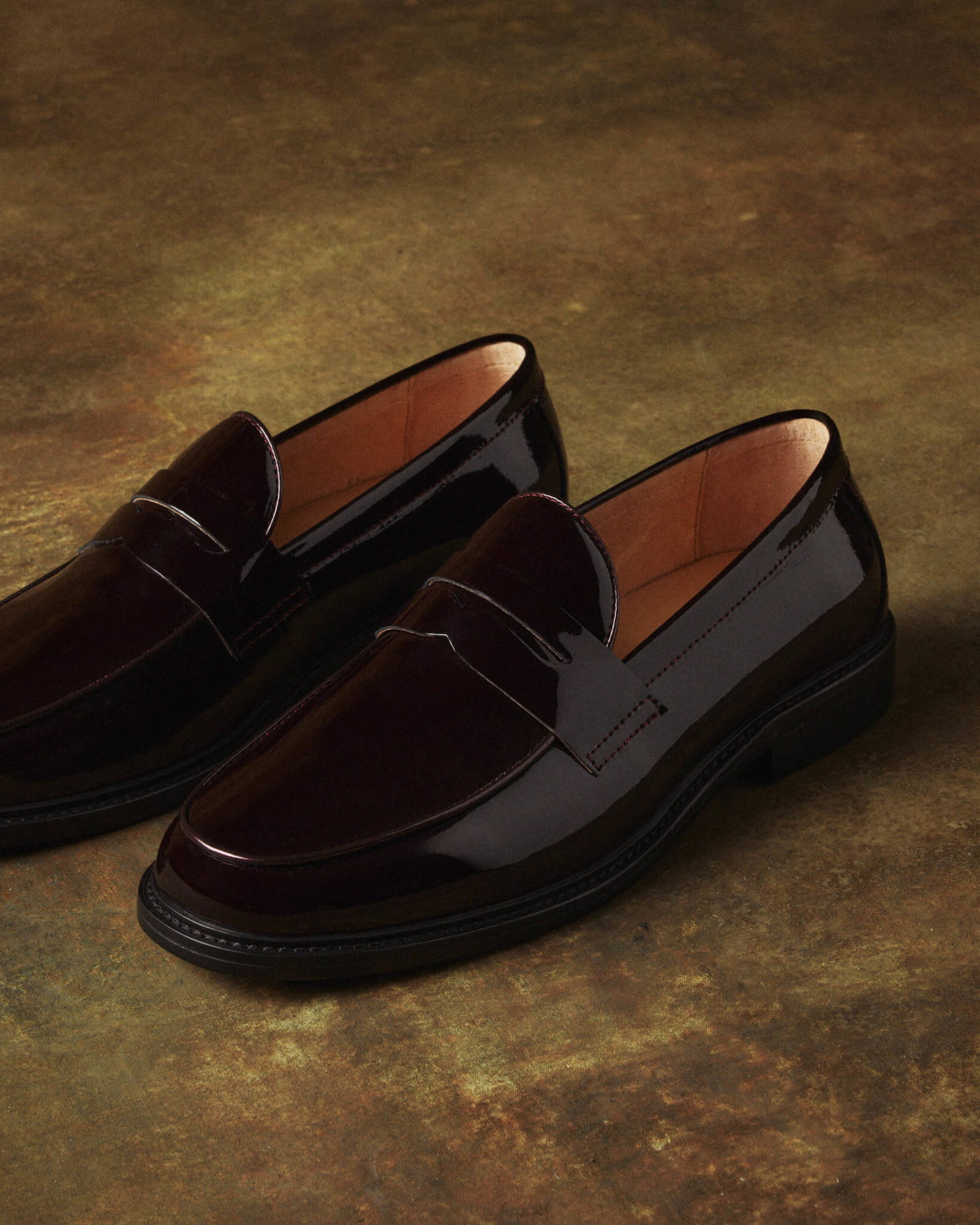 Calum Burgundy Patent Leather Penny Loafers