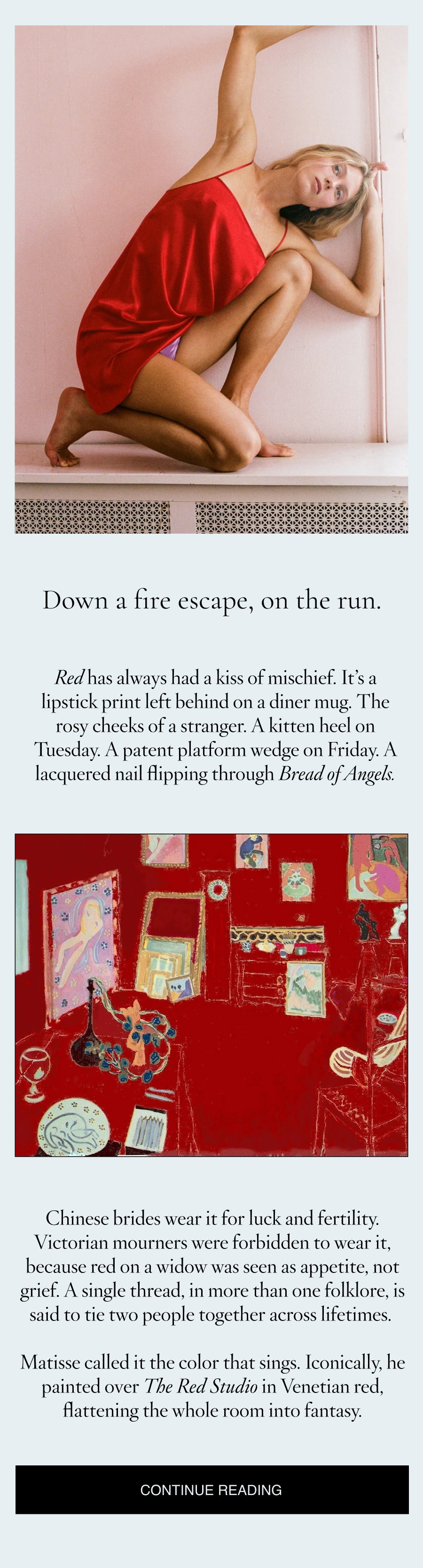 Down a fire escape, on the run
