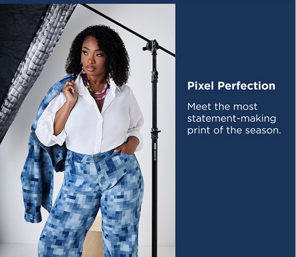 Pixel Print Straight Leg Jeans