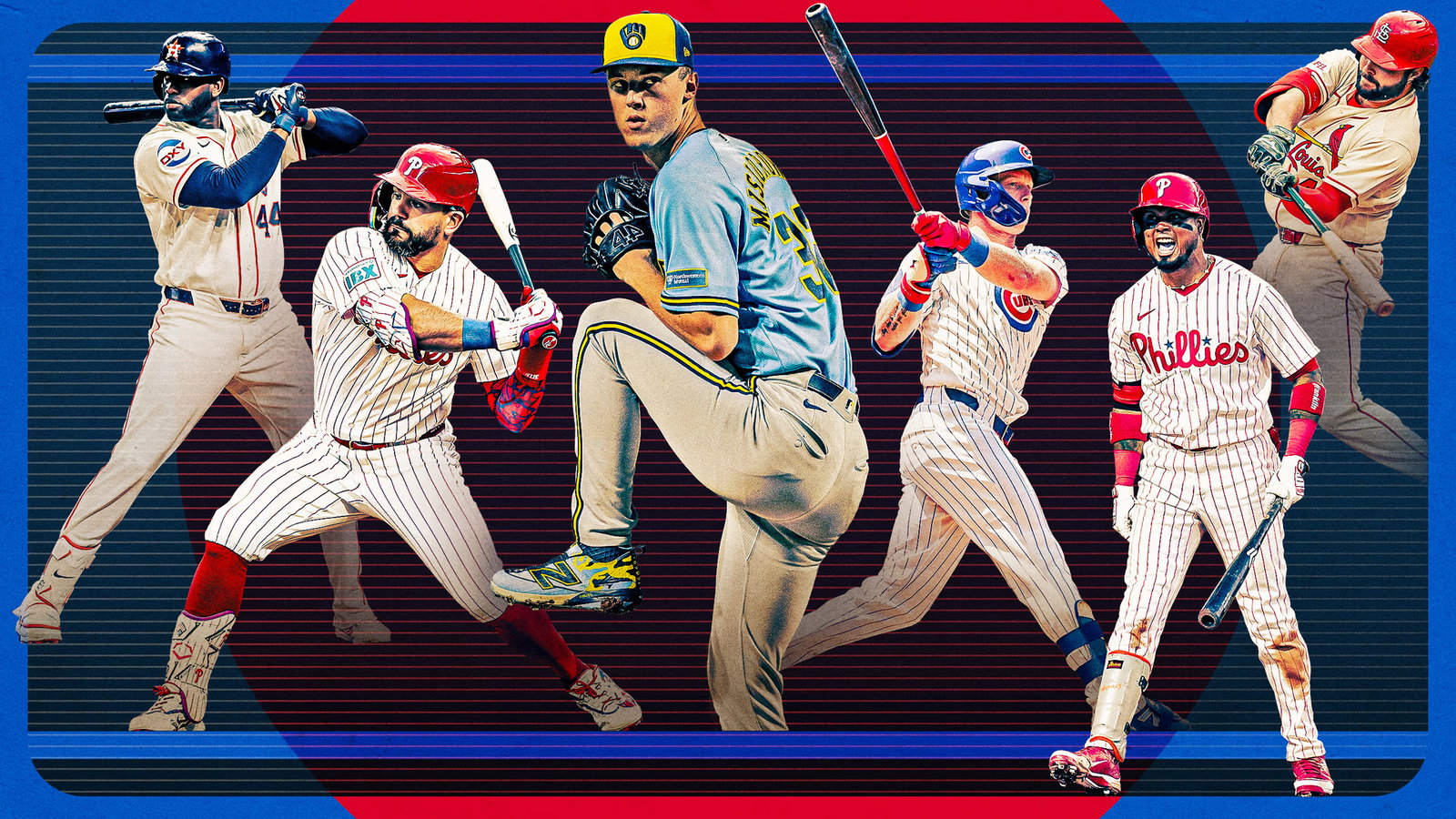 Yordan Alvarez, Kyle Schwarber, Jacob Misiorowski, Pete Crow-Armstrong, Luis Arraez and Alec Burleson