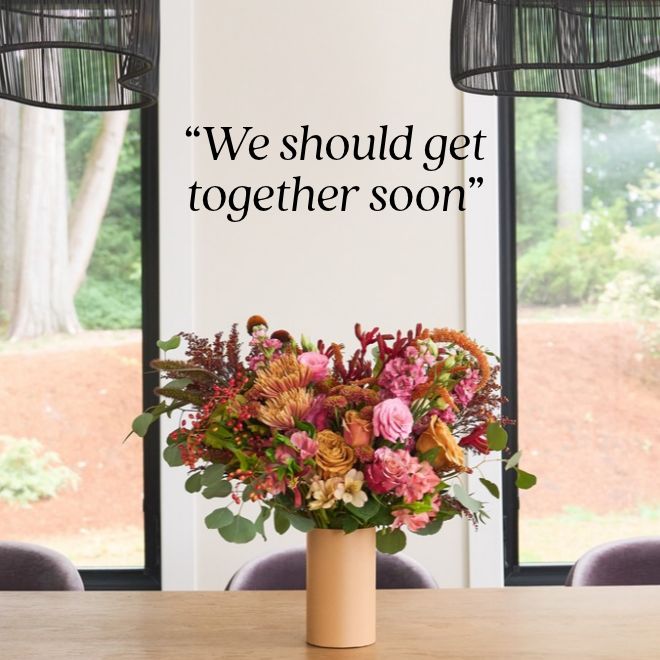 Fall table, set with flowers.