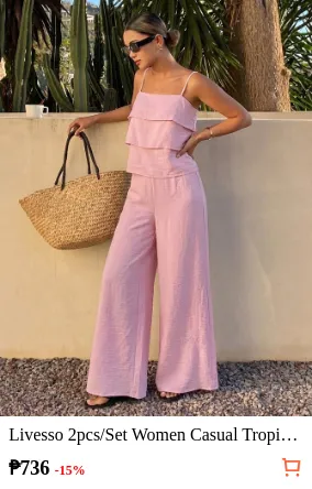Livesso 2pcs/Set Women Casual...