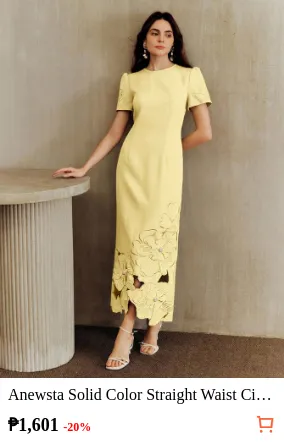 Anewsta Solid Color Straight Waist...
