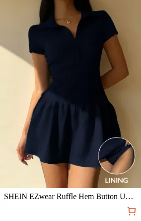 SHEIN EZwear Ruffle Hem Button Up...