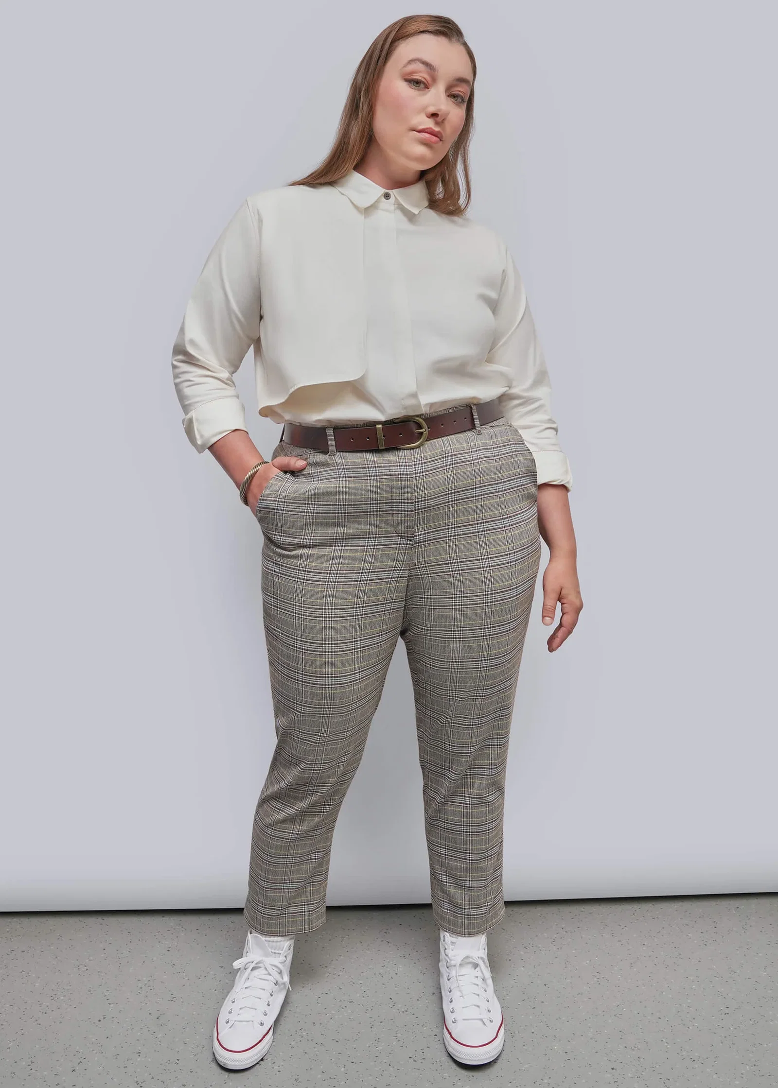 Image of The Empower Plaid Slim Crop Pant