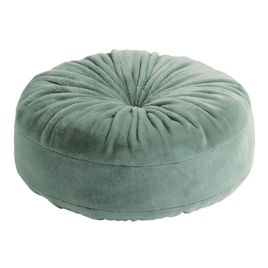 Round Fuzzy Plush Button Tufted Floor Cushion