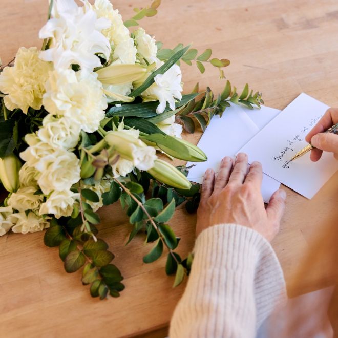 Sympathy flowers, thoughtfully chosen.