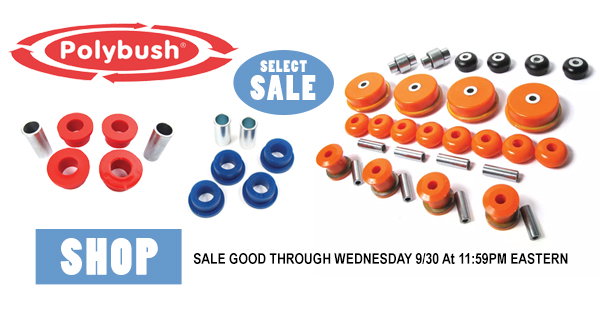 Polybush SALE good  through Wednesday 9/30 at 11:59pm Eastern ONLY at Roverparts dot com