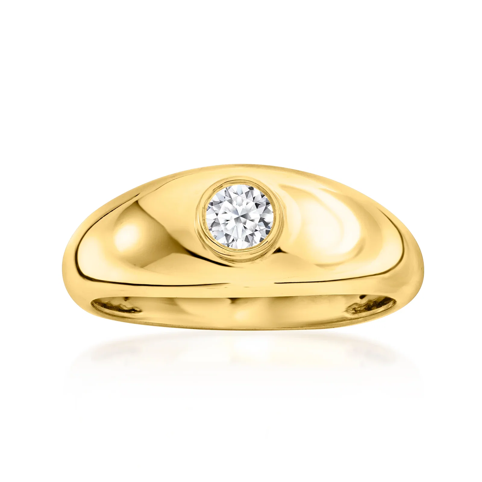 Image of .20 Carat Bezel-Set Lab-Grown Diamond Ring in 18kt Gold Over Sterling