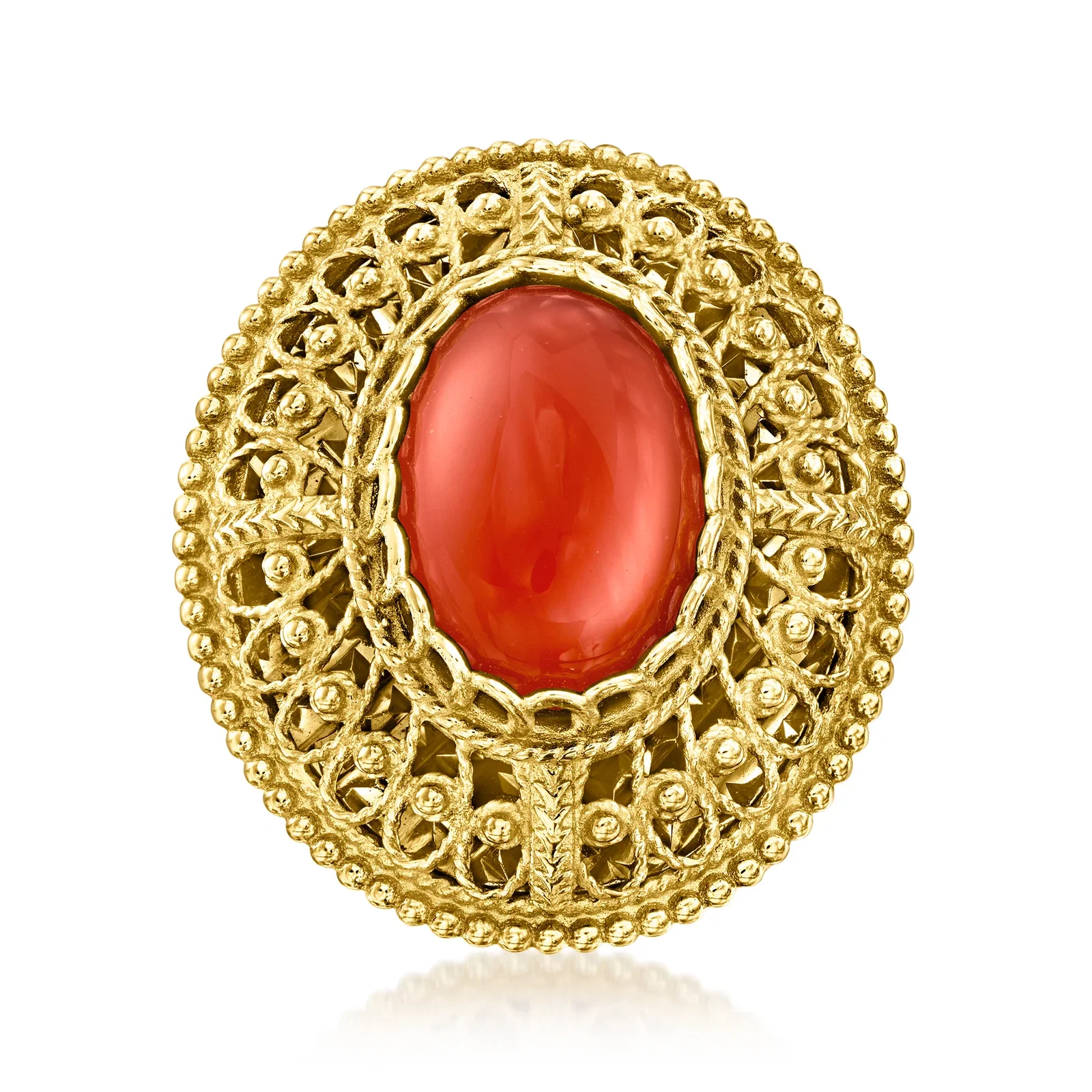 Image of Carnelian Filigree Ring in 18kt Gold Over Sterling