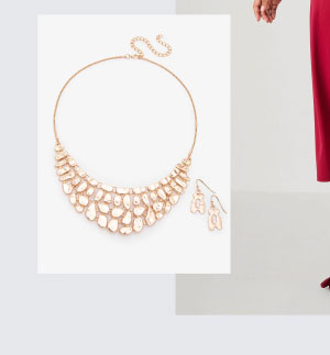 Hammered Gold Tone Necklace Set