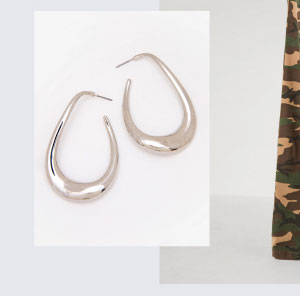 Sculpted Silver Hoop Earrings