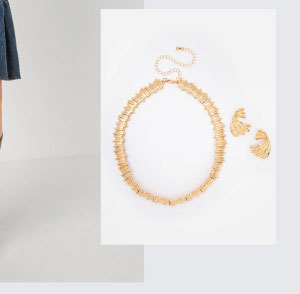 Sculpted Gold Tone Necklace Set