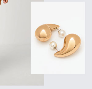 Gold And Faux Pearl Teardrop Earrings