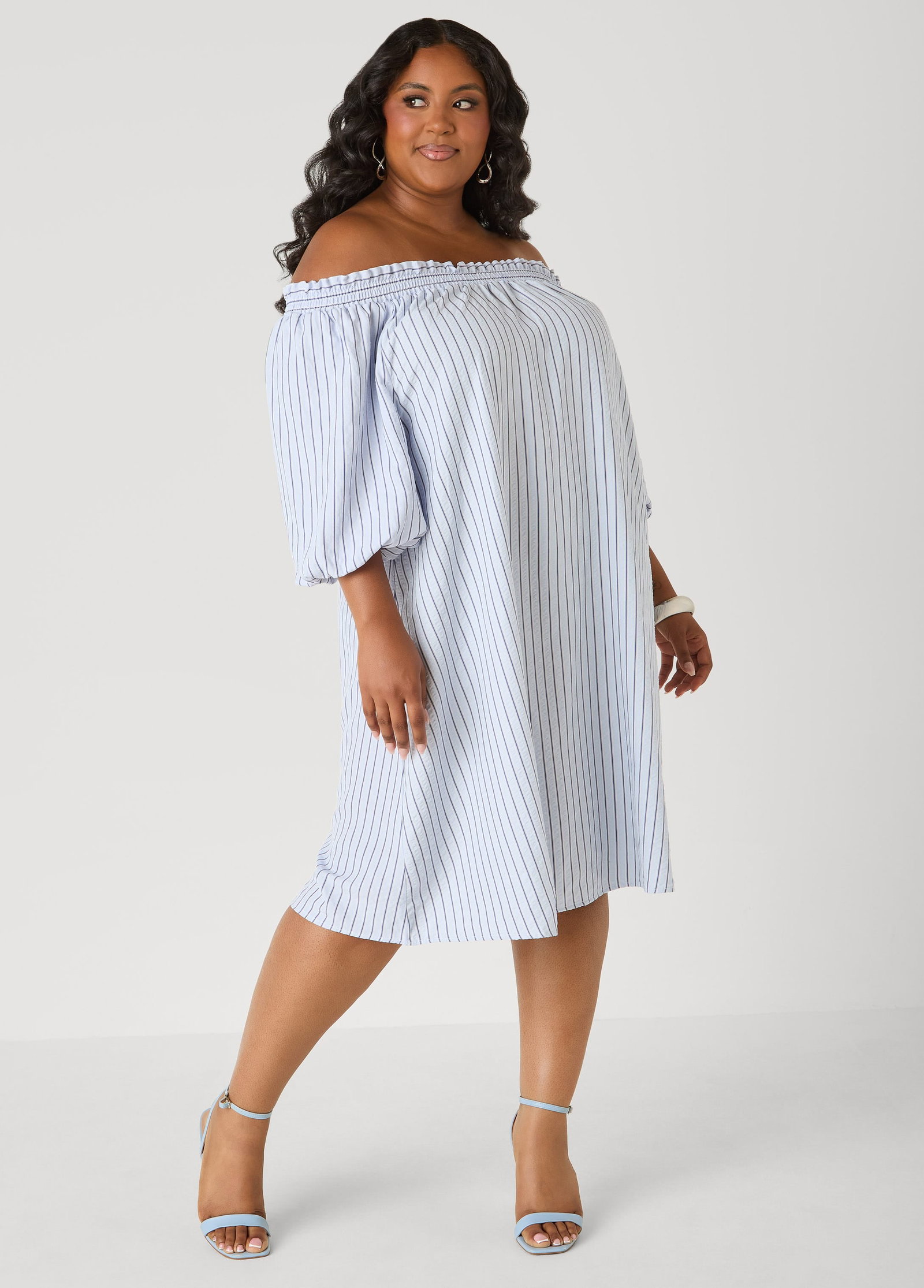 Striped Off The Shoulder Dress