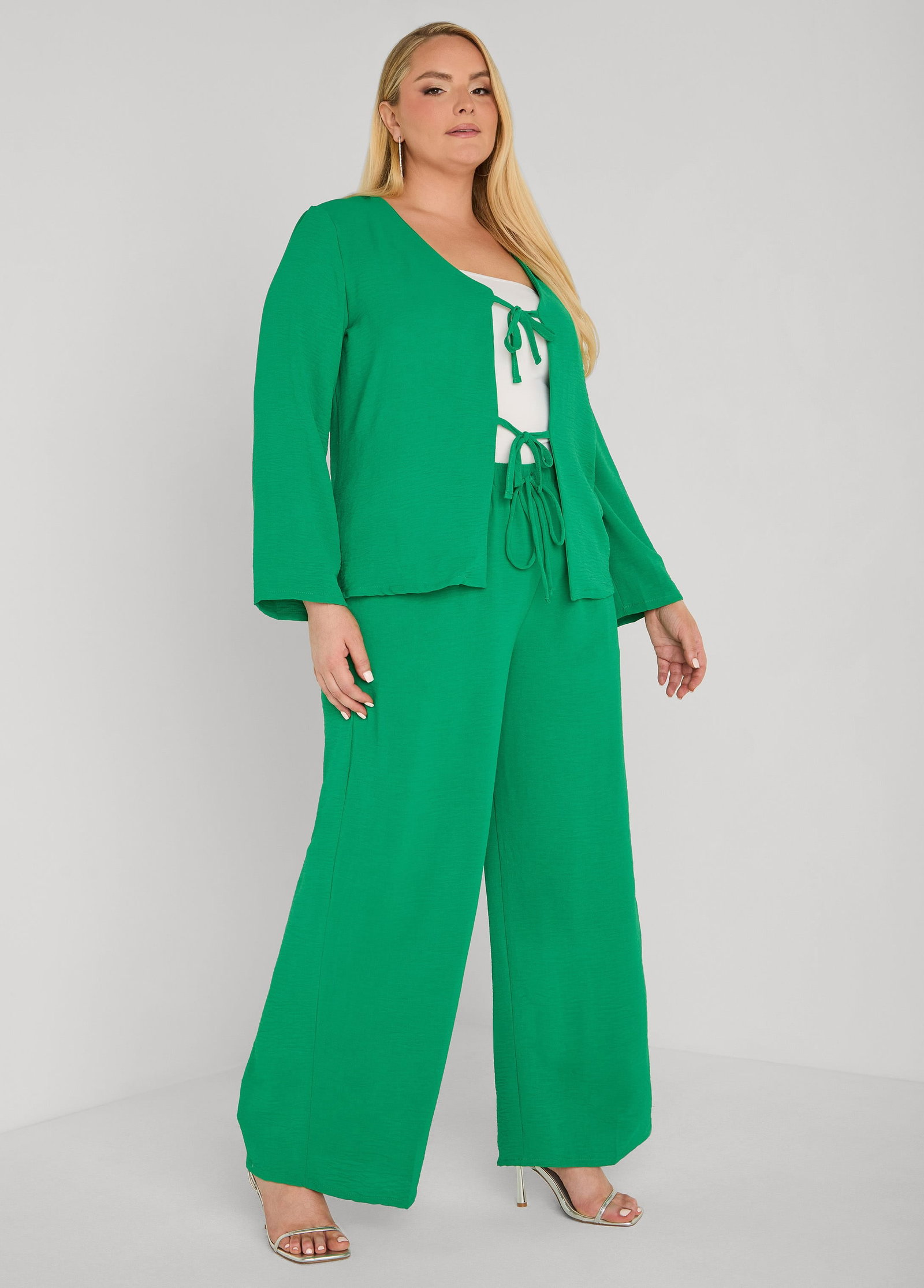 Textured Drawstring Wide Leg Pants