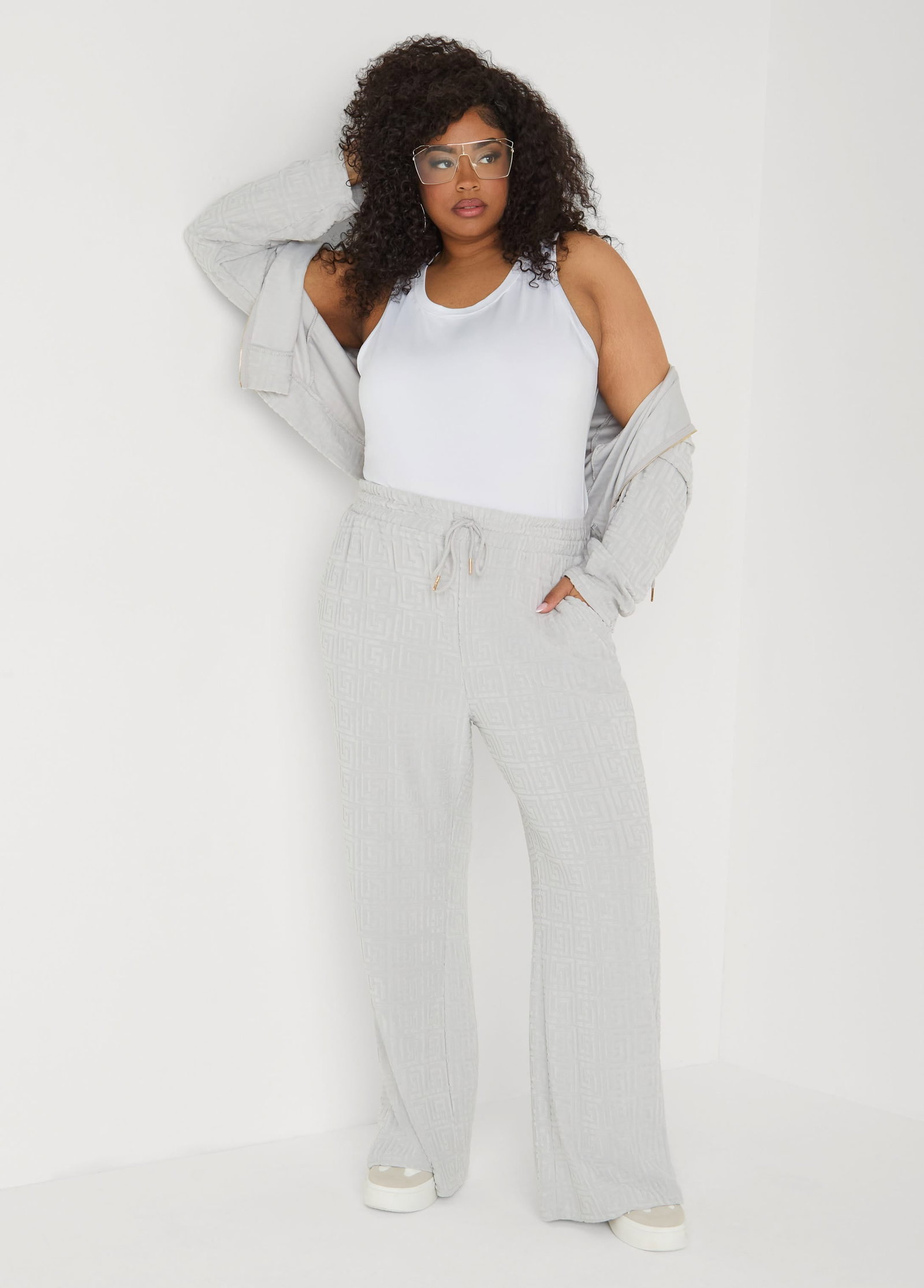Greek Key Wide Leg Pants