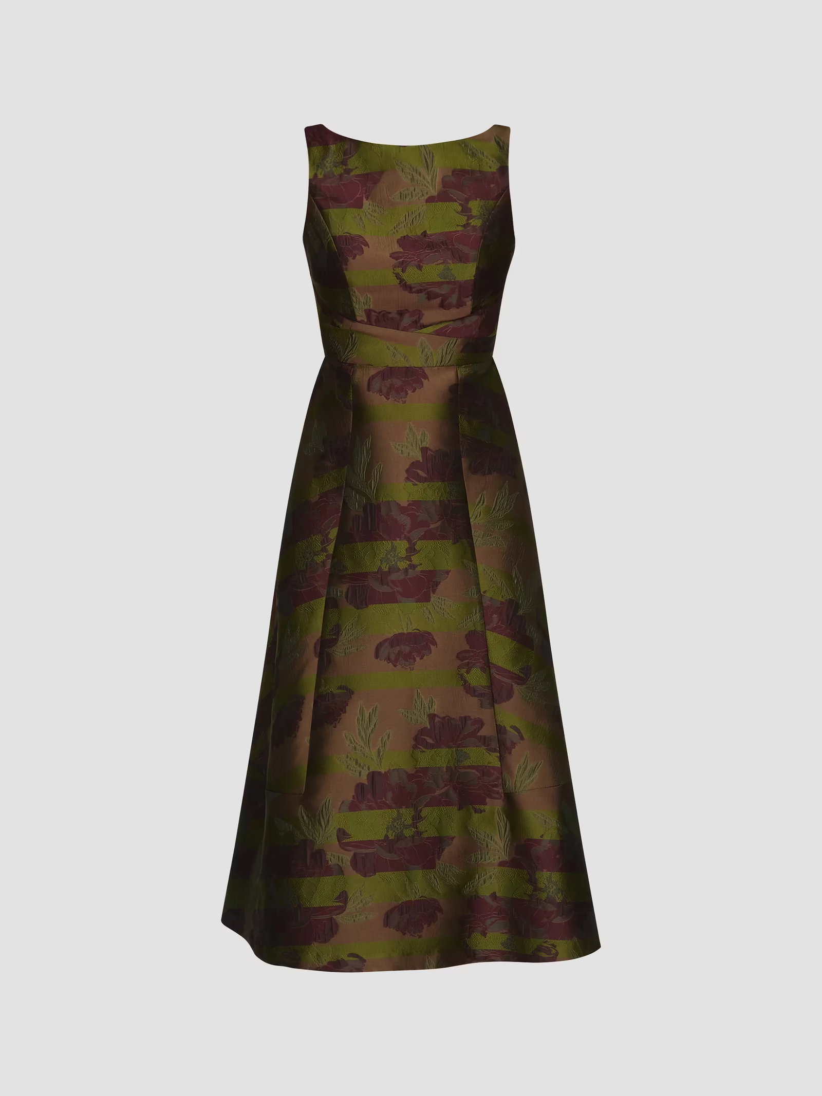 Kay Unger Camilla Floral Stripe Tea-Length Gown