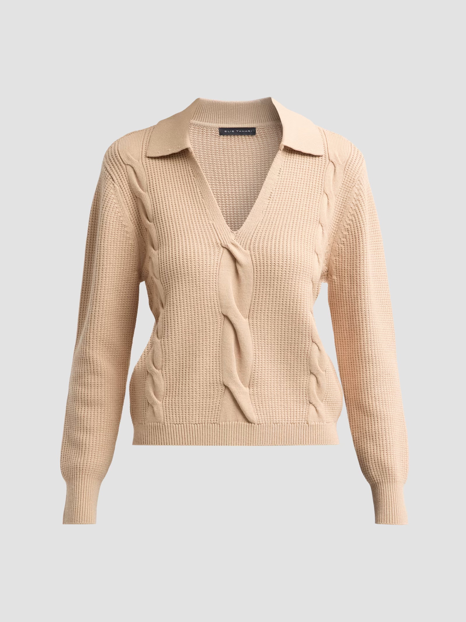 Elie Tahari Marjorie Waffle & Cable-Knit Sweater