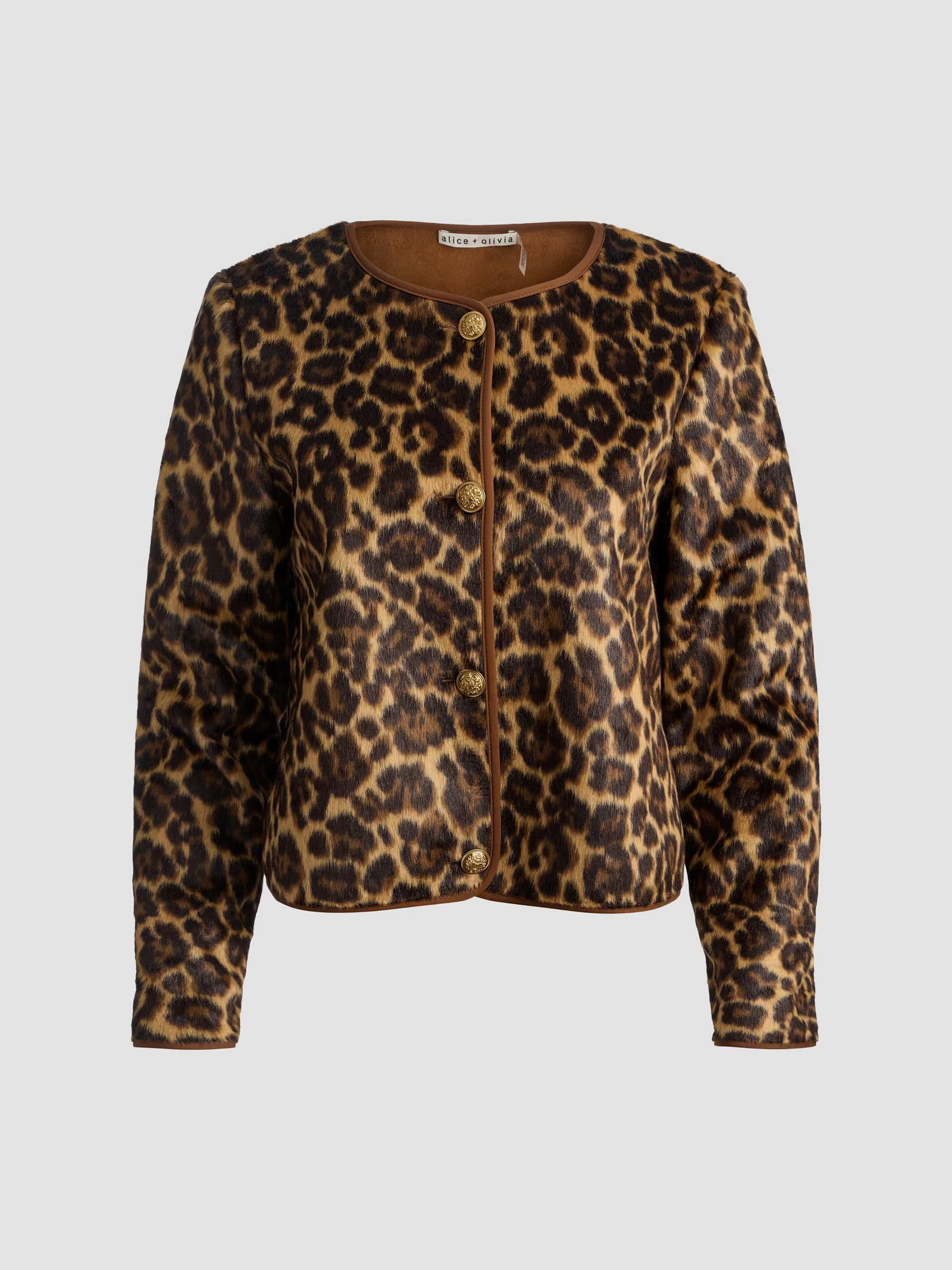 Alice + Olivia Alma Leopard Print Faux-Fur Cardigan