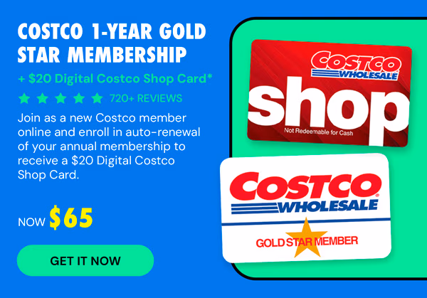 Costco 1-Year Gold Star Membership + $20 Digital Costco Shop Card