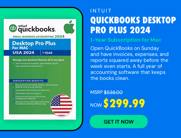 Intuit QuickBooks Desktop Pro Plus 2024 for Mac (1 User): 1-Year Subscription