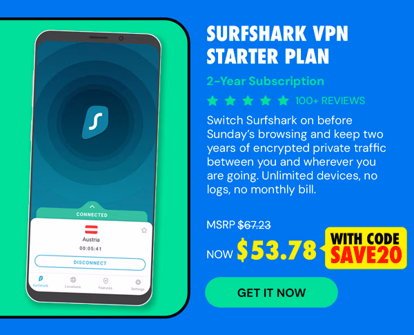 SurfShark VPN Starter Plan: 2-Yr Subscription