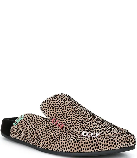 GB Lazy-Daze Cheetah Print Rainbow Whipstitch Clogs