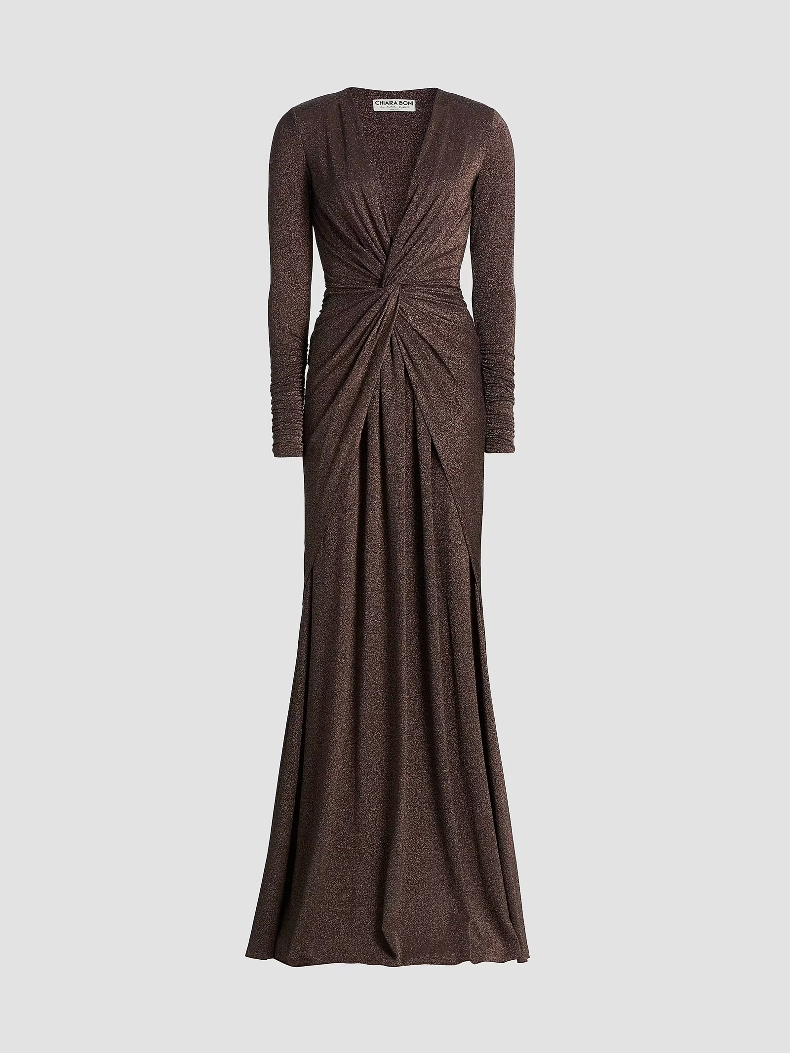 Chiara Boni La Petite Robe Hajar Metallic Jersey Twist-Front Gown