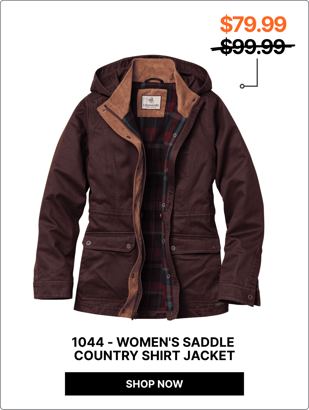 Women's Saddle Country Shirt Jacket with Removable Hood