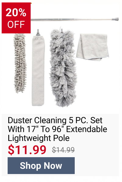 Duster Cleaning 5 PC. Set With 17" To 96" Extendable Lightweight Pole