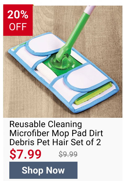 Reusable Cleaning Microfiber Mop Pad Dirt Debris Pet Hair Set of 2