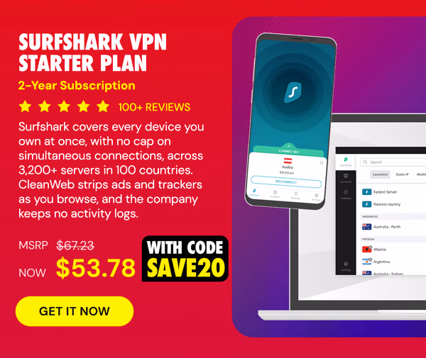 SurfShark VPN Starter Plan: 2-Yr Subscription