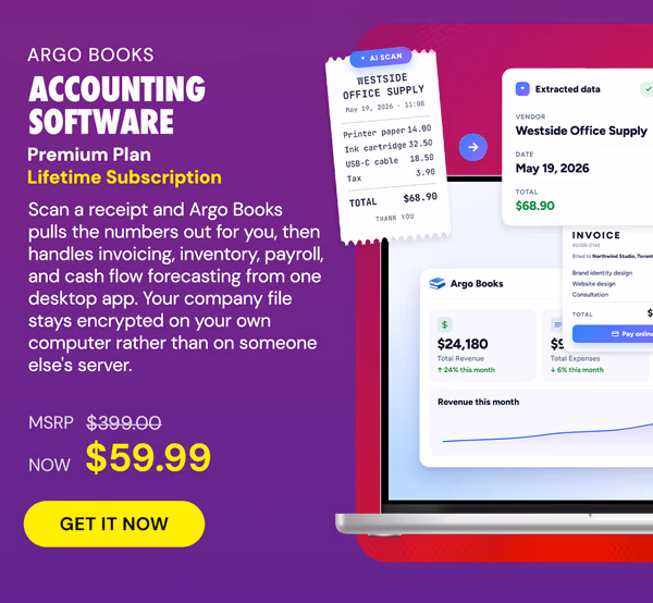 Argo Books Accounting Software Premium Plan: Lifetime Subscription