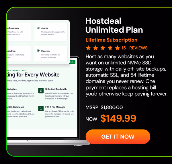 Hostdeal Unlimited Plan: Lifetime Subscription