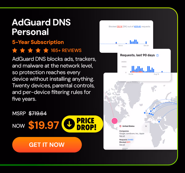 AdGuard DNS Personal: 5-Year Subscription