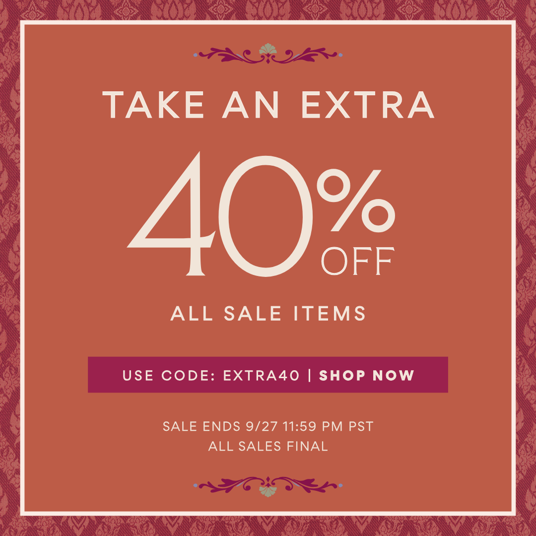'Extra 40% OFF all sale with code EXTRA40. Sale ends 9/27 11:59 PM PST. All sales final.'