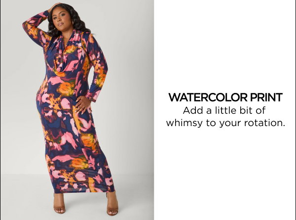 Watercolor Cowl Neck Bodycon Dress