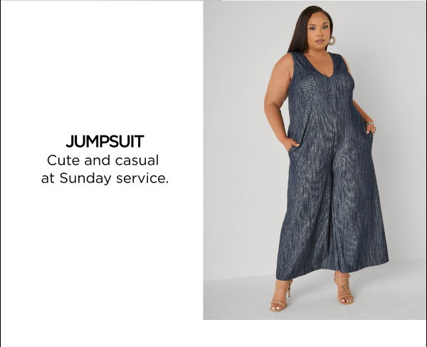 Textured Denim Wide Leg Jumpsuit
