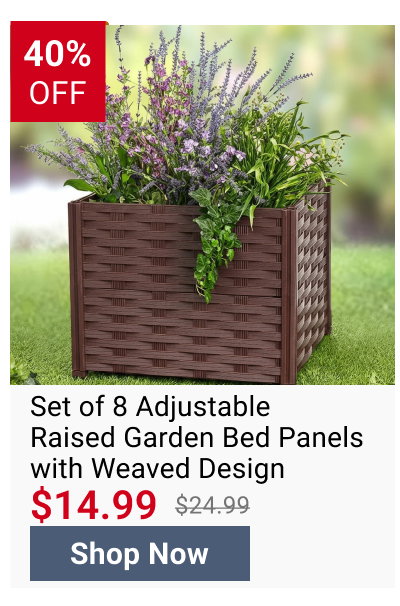 Set of 8 Adjustable Raised Garden Bed Panels with Weaved Design