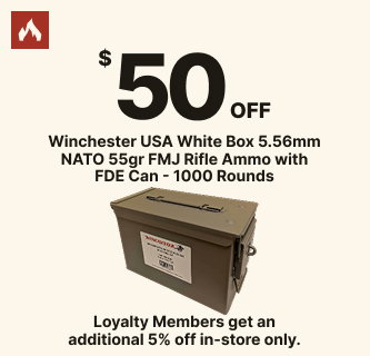 $50 Off Winchester USA White Box 5.56mm NATO 55gr FMJ Rifle Ammo with FDE Can - 1000 Rounds