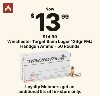 Winchester Target 9mm Luger 124gr FMJ Handgun Ammo - 50 Rounds Now $13.99