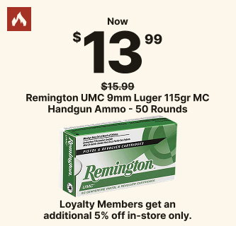 Remington UMC 9mm Luger 115gr MC Handgun Ammo - 50 Rounds Now $13.99