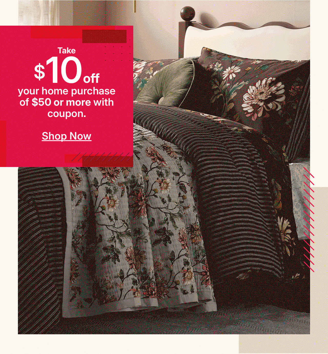take $10 off your home purchase of $50 or more with coupon