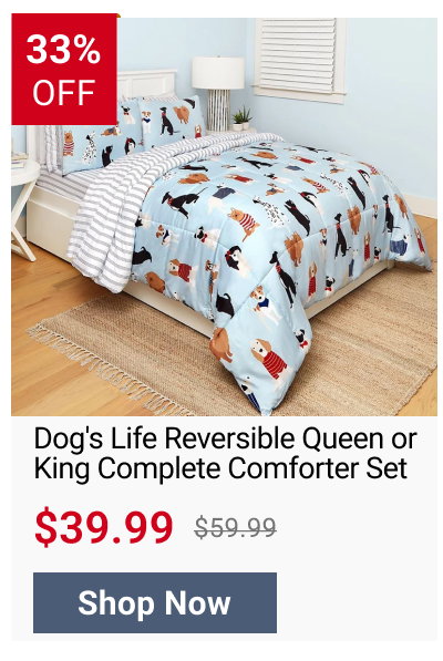 Dog's Life Reversible Queen or King Complete Comforter Set