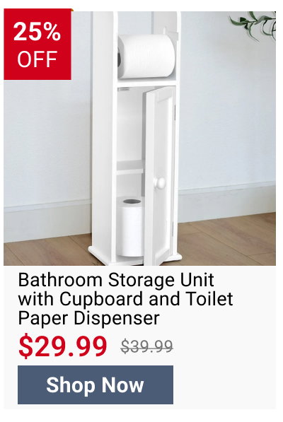 Bathroom Storage Unit with Cupboard and Toilet Paper Dispenser