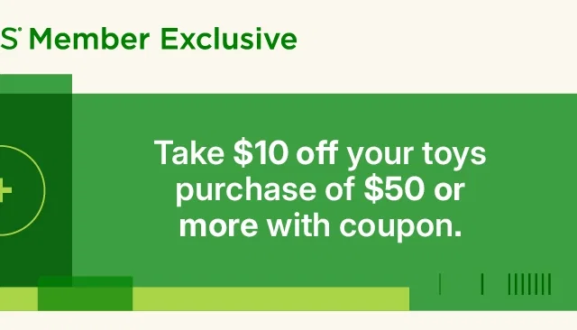 take $10 off your toys purchase of $50 or more with coupon