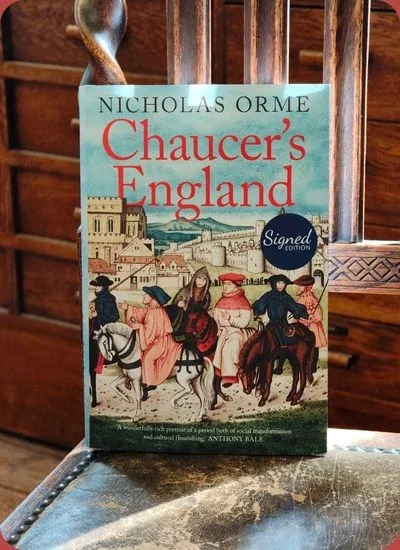 Book cover: Chaucer's England, signed by Nicholas Orme